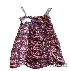 New purple and pink cinched Zara mini dress